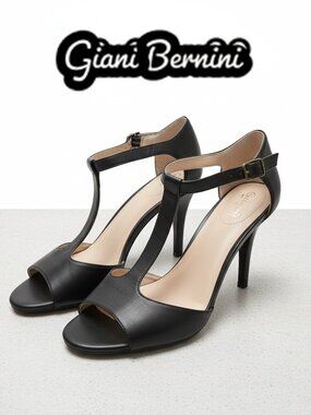 GIANI BERNINI CLARAA DRESS SANDALS Black Leather 9.5M